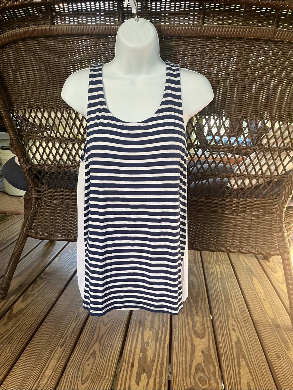 Charming Charlie Navy and White Striped Tank